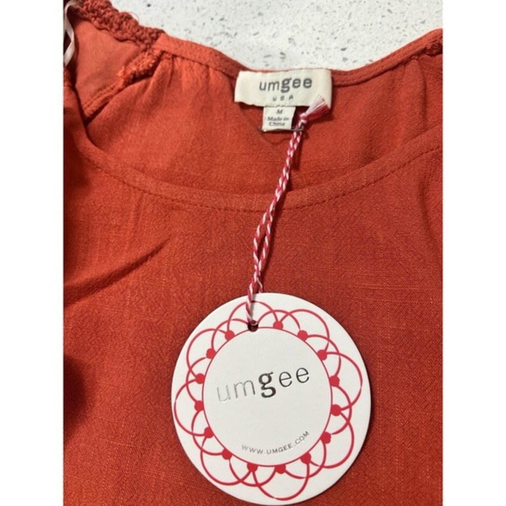 New😍 Umgee Sunset Crochet Granny Square Sleeve Boho Cottage Core Linen Blend M - Picture 6 of 9